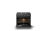 36"W. Dual Fuel Range (Burner: 6b, Finish: Antique Bronze, Trim: Polished Chrome, Fuel: Natural Gas)