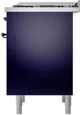 Nostalgie II 36 Inch Dual Fuel Liquid Propane Freestanding Range in Blue with Bronze Trim