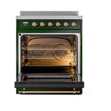 ILVE UNI304NMPEGP Nostalgie II Noblesse 30 inch Induction Range (Triple Glass Door, Emerald Green, Copper)