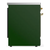 ILVE UMIB30QNR3EGG Majestic III 30 inch Induction Range with 4 Elements, 4 cu. ft. Oven Capacity (Solid Door, Emerald Green, Brass)