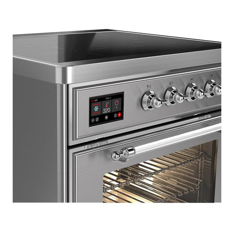 ILVE UMIB30NR3SSC Majestic III 30 inch Induction Range with 4 Elements, 4 cu. ft. Oven Capacity (Triple Glass Door, Stainless Steel, Chrome)