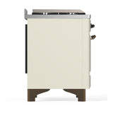ILVE UM60FSNR3AWB Majestic III 60 inch Dual Fuel Range with 7 Burners, Griddle and French Top, Dual Function Burner with up to 25,000 BTU (Natural Gas, Triple Glass Door, Antique White, Burnished)