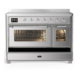 ILVE UMIB48NR3SSC Majestic III 48 inch Induction Range with 6 Elements, 5.02 cu. ft. Total Oven Capacity (Triple Glass Door, Stainless Steel, Chrome)
