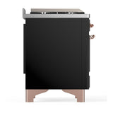 ILVE UMD40FQNR3BKP Majestic III 40 inch Dual Fuel Range with 6 Burners and Griddle, Dual Function Burner up to 25,000 BTU (Natural Gas, Solid Door, Glossy Black, Copper)