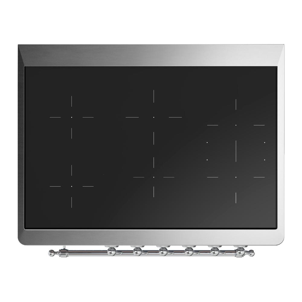 ILVE UMIB36QNR3AWC Majestic III 36 inch Induction Range with 6 Elements, 3.5 cu. ft. Total Oven Capacity (Solid Door, Antique White, Chrome)