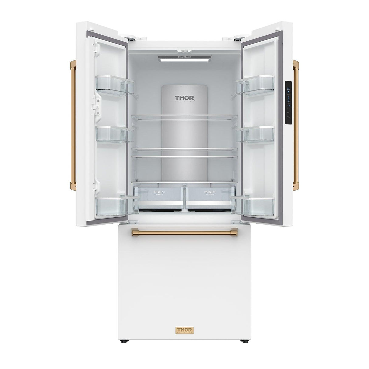 30 Inch French Door Counter Depth Refrigerator With Ice Maker - White/bronze  Gordon Ramsay Series