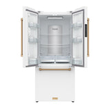 30 Inch French Door Counter Depth Refrigerator With Ice Maker - White/bronze  Gordon Ramsay Series