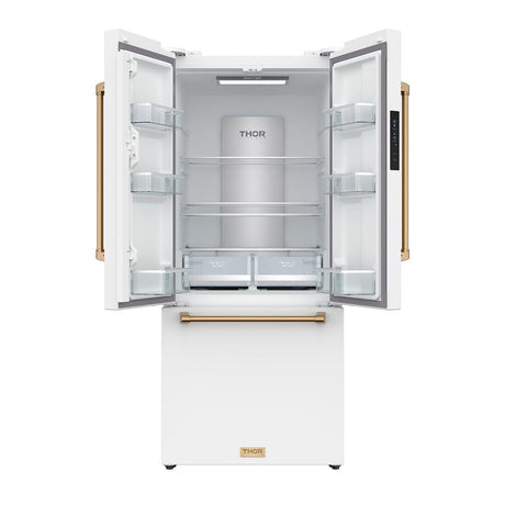 30 Inch French Door Counter Depth Refrigerator With Ice Maker - White/bronze  Gordon Ramsay Series