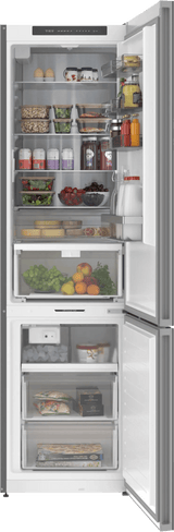 800 Series Free-standing fridge-freezer with freezer at bottom, glass door 24" Black, Total No Frost