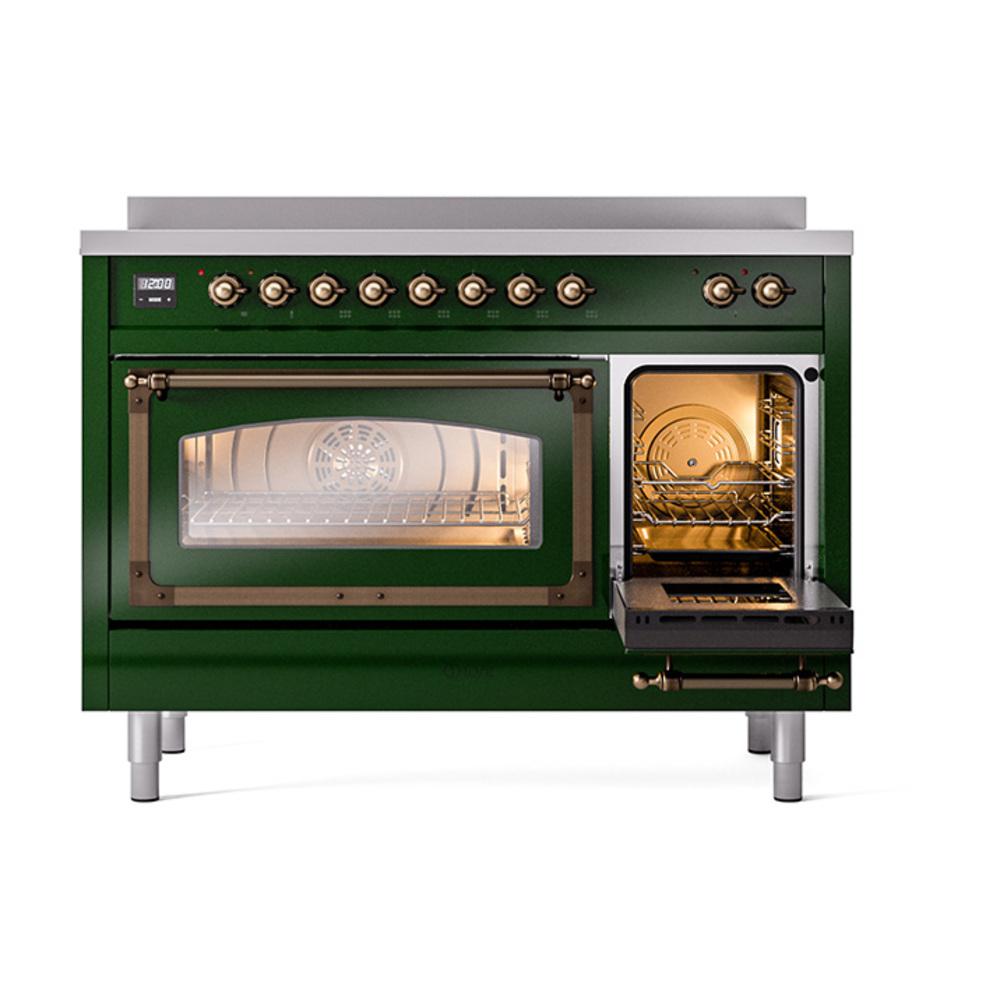 ILVE UNI486NMPEGB Nostalgie II Noblesse 48 inch Induction Range (Triple Glass Door, Emerald Green, Burnished)