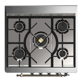 ILVE UM30NR3BGB Majestic III 30 inch Dual Fuel Range with 5 Black Brass Burners, Dual Function Burner up to 25,000 BTU (Natural Gas, Triple Glass Door, Blue Grey, Burnished)