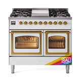 ILVE UND40FNMPRAGLP Nostalgie II Noblesse 40 inch Dual Fuel Range (Liquid Propane, Triple Glass Door, RAL, Brass)