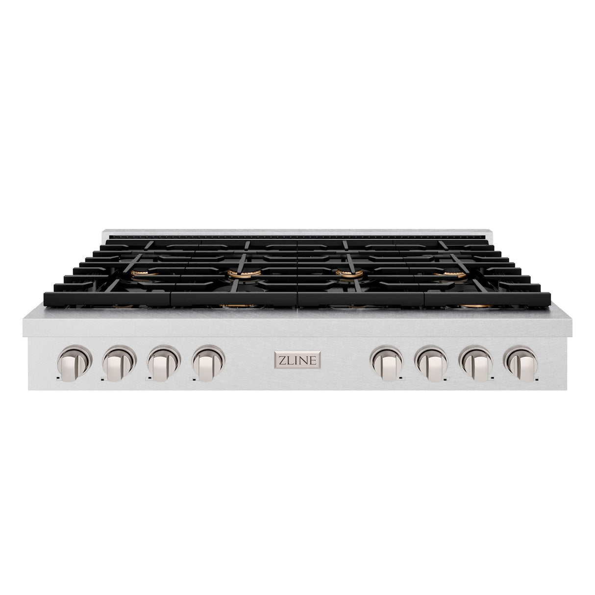 ZLINE 48 in. Paramount Gas Rangetop with 8 Brass Burners and Porcelain Cooktop in DuraSnow' Stainless Steel (SRTS-BR-48)