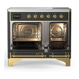 ILVE UMDIB40NR3MGG Majestic III 40 inch Induction Range with 6 Elements, 3.82 cu. ft. Total Oven Capacity (Triple Glass Door, Graphite Matte, Brass)