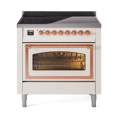 ILVE UNI366NMPAWP Nostalgie II Noblesse 36 inch Induction Range (Triple Glass Door, Antique White, Copper)