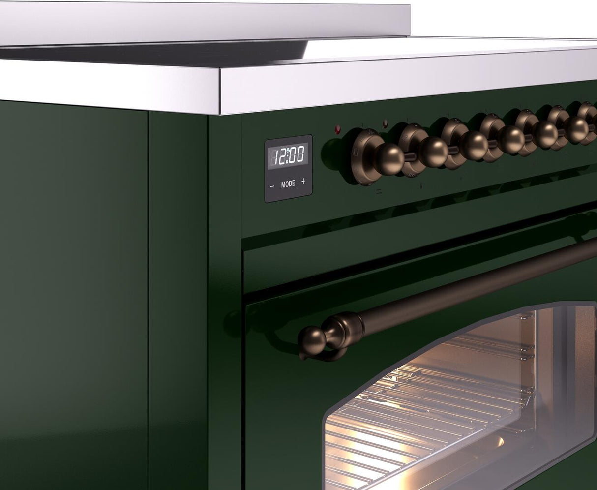 Nostalgie II 48 Inch Electric Freestanding Range in Emerald Green with Bronze Trim