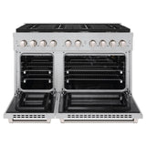 ZLINE 48 in. 6.7 cu. ft. 8 Burner Double Oven Gas Range in DuraSnow' Stainless Steel (SGRS-48)