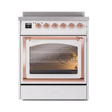 ILVE UNI304NMPWHP Nostalgie II Noblesse 30 inch Induction Range (Triple Glass Door, White, Copper)