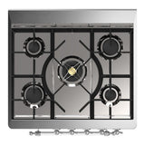 ILVE UM30NR3MBCLP Majestic III 30 inch Dual Fuel Range with 5 Black Brass Burners, Dual Function Burner up to 25,000 BTU (Liquid Propane, Triple Glass Door, Midnight Blue, Chrome)