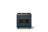 36"W. Dual Fuel Range (Burner: 6b, Finish: Squall, Trim: Brushed Brass, Fuel: Propane)