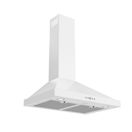 30 Inch Wall Mounted Chimney Range Hood With 350cfm In White
