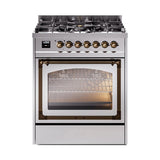 ILVE UN30NMPSSBLP Nostalgie II Noblesse 30 inch Dual Fuel Range (Liquid Propane, Triple Glass Door, Stainless Steel, Burnished)