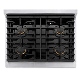 ZLINE Autograph Edition 30 in. 4.2 cu. ft. 4 Burner Gas Range with Convection Gas Oven in Stainless Steel and Matte Black Accents (SGRZ-30-MB)