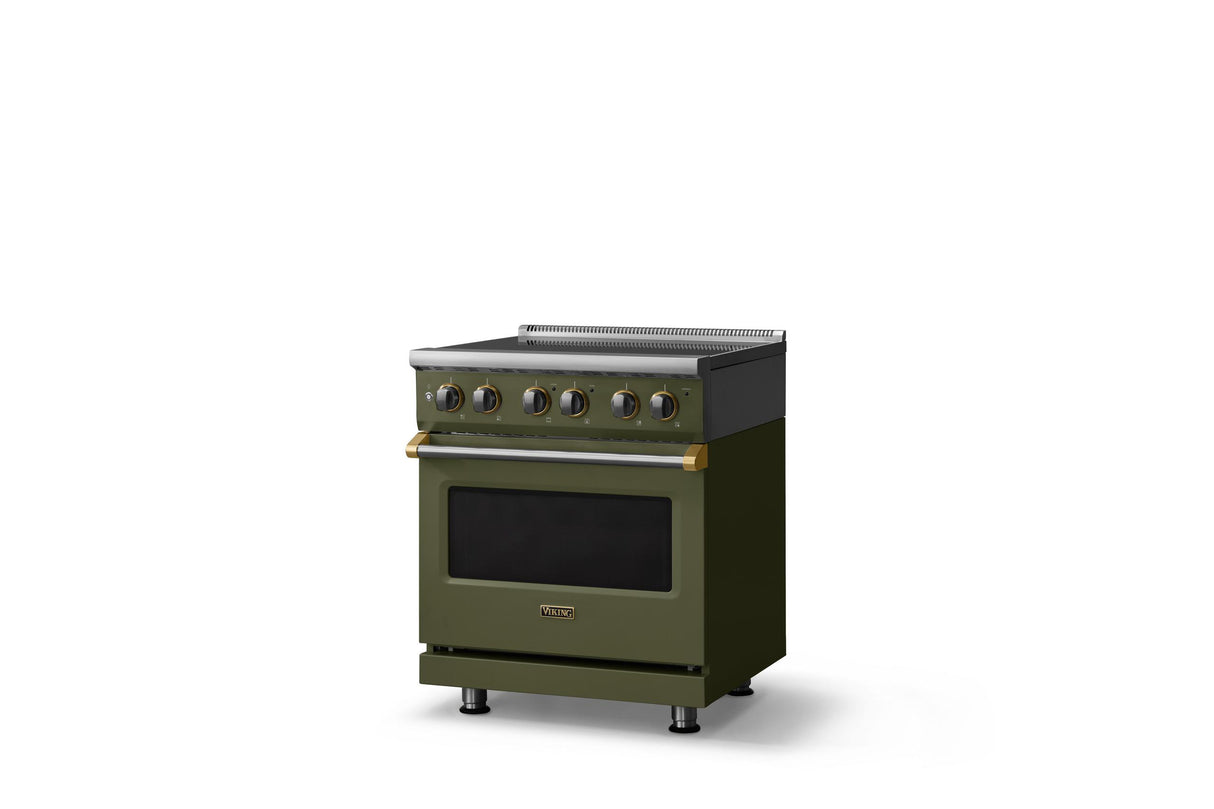 30"W. Electric Range (Finish: Martini, Trim: Brushed Brass)