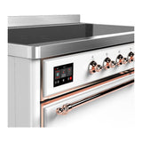 ILVE UMIB48QNR3WHP Majestic III 48 inch Induction Range with 6 Elements, 5.02 cu. ft. Total Oven Capacity (Solid Door, White, Copper)