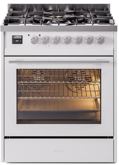 Professional Plus II 30 Inch Dual Fuel Liquid Propane Freestanding Range in White with Trim