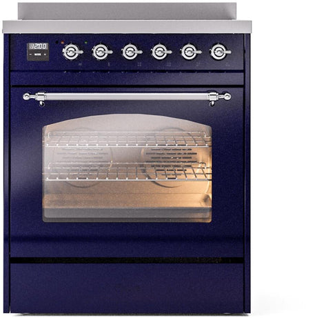 Nostalgie II 30 Inch Electric Freestanding Range in Blue with Chrome Trim