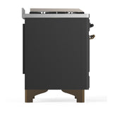 ILVE UM36FQNR3MGBLP Majestic III 36 inch Dual Fuel Range with 6 Black Brass Burners and Griddle, Dual Function Burner up to 25,000 BTU (Solid Door, Graphite Matte, Burnished, Liquid Propane)