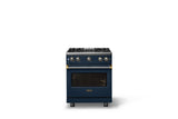 30"W. Sealed Burner Gas Range (Finish: Slate Blue, Trim: Polished Chrome, Fuel: Propane)
