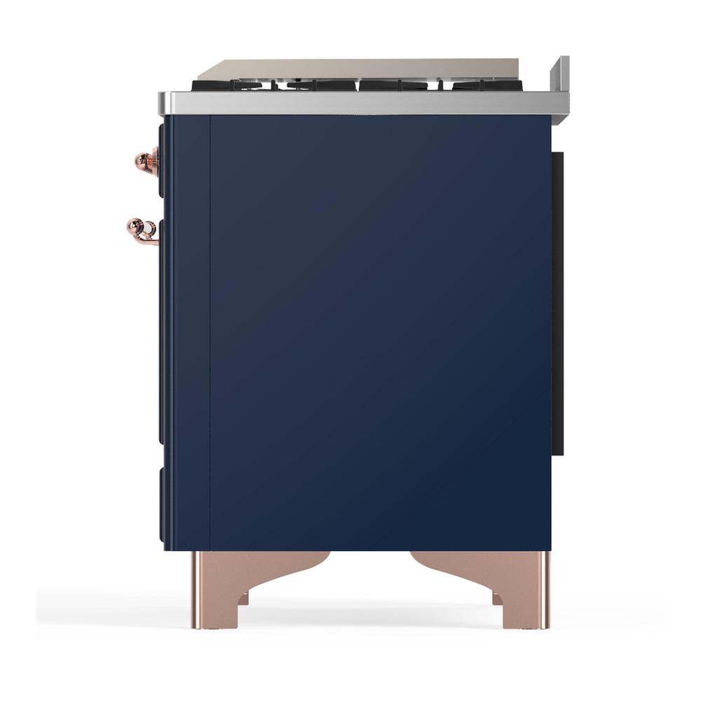 ILVE UM60FSNR3MBP Majestic III 60 inch Dual Fuel Range with 7 Burners, Griddle and French Top, Dual Function Burner with up to 25,000 BTU (Natural Gas, Triple Glass Door, Midnight Blue, Copper)