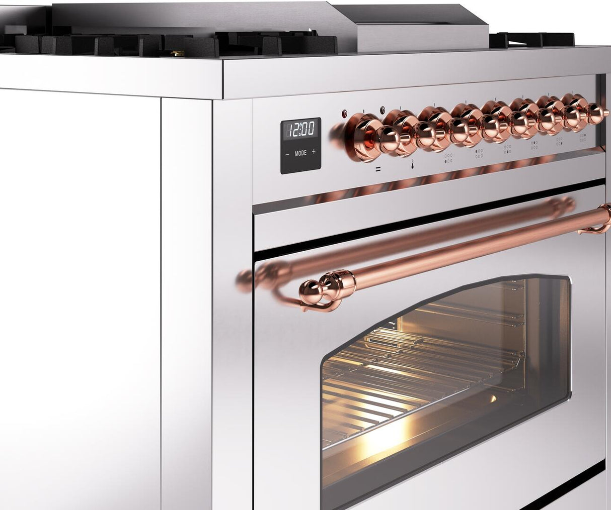 Nostalgie II 36 Inch Dual Fuel Natural Gas Freestanding Range in Stainless Steel with Copper Trim