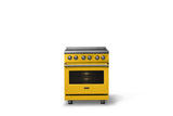 30"W. Electric Range (Finish: Daffodil, Trim: Brushed Brass)