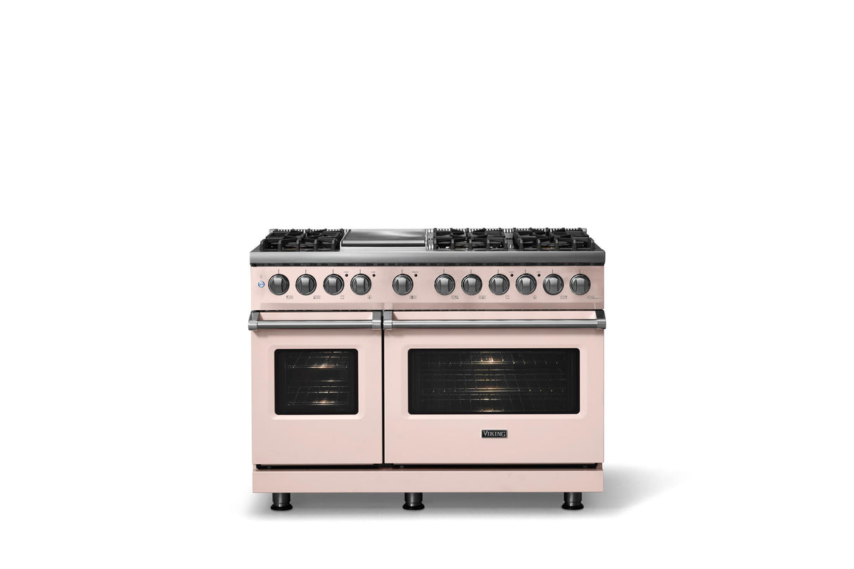 48"W. Dual Fuel Range (Burner: 6g, Finish: Blush, Trim: Polished Chrome, Fuel: Natural Gas)