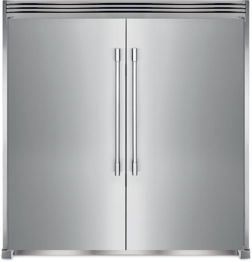 Figidaire 66" Side by Side Refrigerator/Freezer Pair FPRU19F8WF FPFU19F8WF with 79" Height Dual Trim Kit Louvered Grille and Pairing Kit