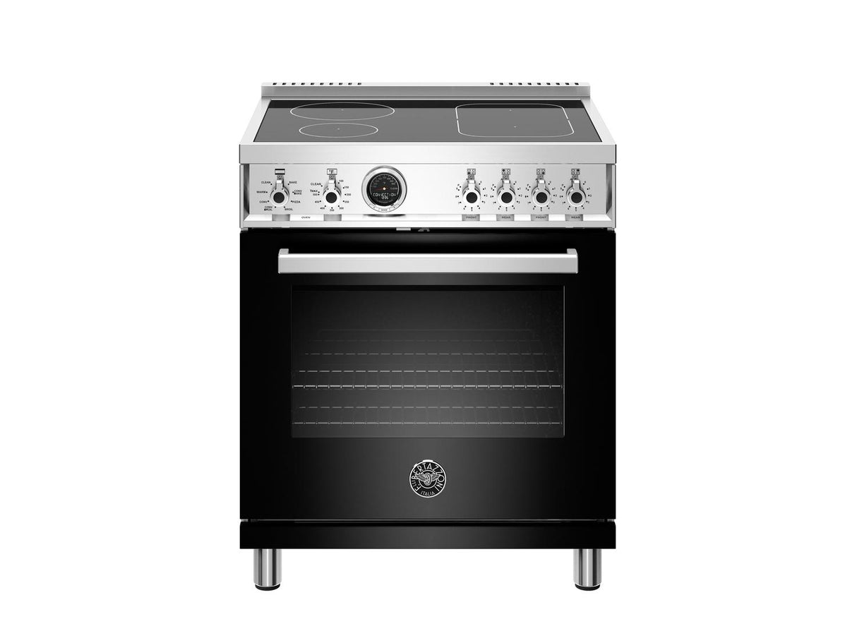 30 inch Induction Range, 4 Heating Zones, Electric Self-Clean Oven Nero