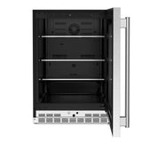 24" Undercounter Refrigerator with Glass Door and Shelves with Metallic Accents