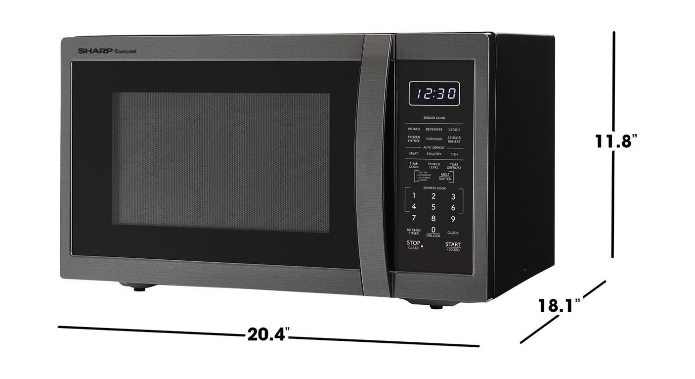 Sharp 1.4 cu. ft. 1100W Black Stainless Steel Countertop Microwave Oven