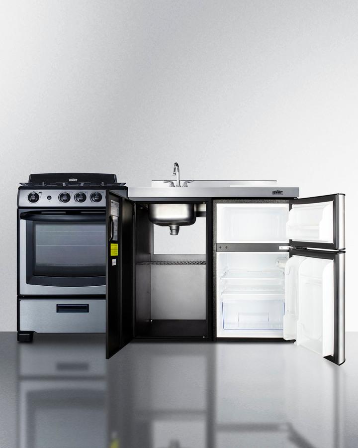 63" Wide All-in-one Kitchenette With Gas Range