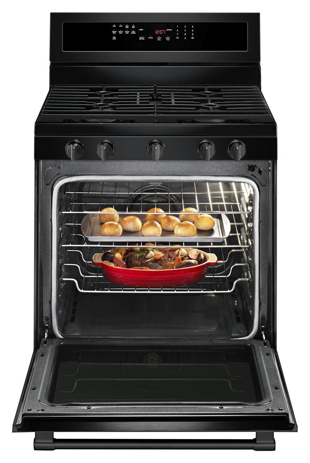 30-Inch Wide Gas Range With True Convection And Power Preheat - 5.8 Cu. Ft. Black