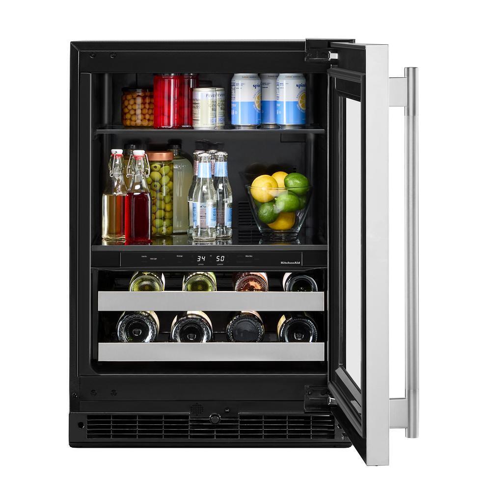 24" Beverage Center with Glass Door and Metal-Front Racks