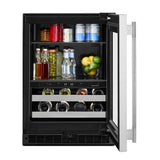 24" Beverage Center with Glass Door and Metal-Front Racks