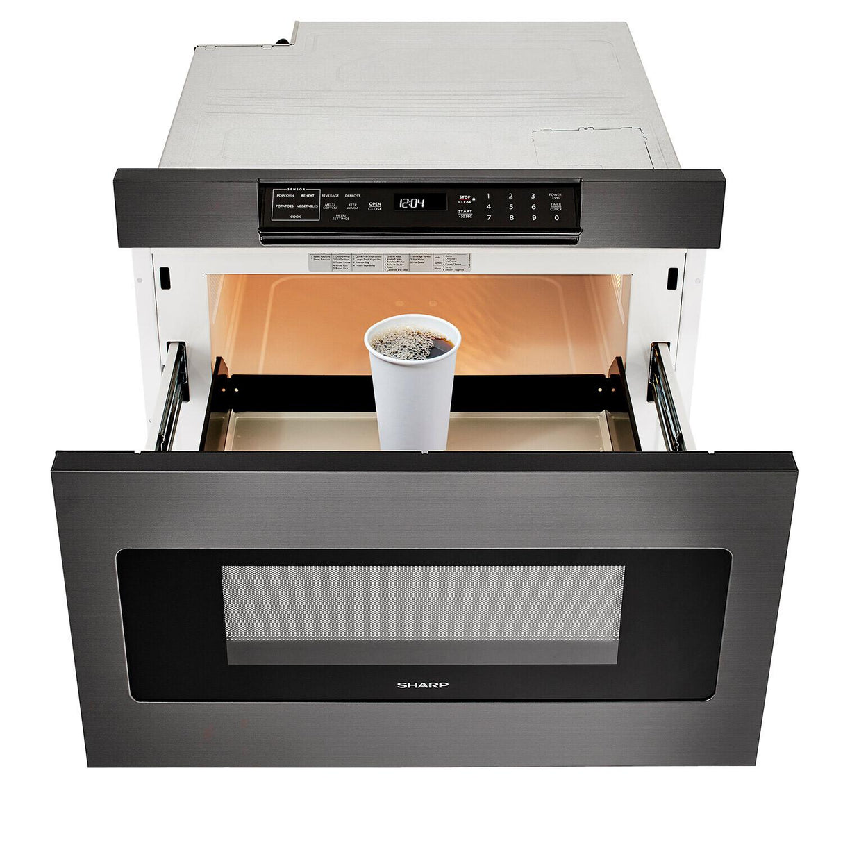 24 in. 1.2 cu. ft. 950W Sharp Black Stainless Steel Microwave Drawer Oven