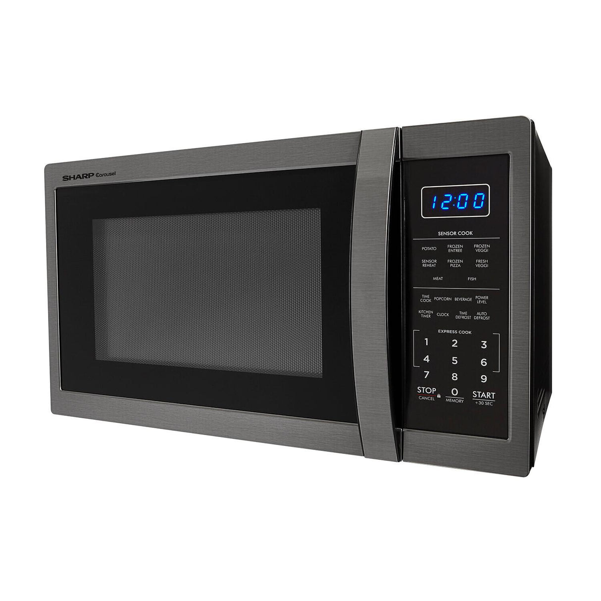 1.4 cu. ft. 1100W Sharp Black Stainless Steel Countertop Microwave Oven