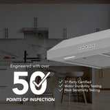 Glacier 36-Inch 350 MAX Blower CFM 1.5 Sones Stainless Range Hood