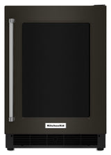 24" Undercounter Refrigerator with Glass Door and Metal Trim Shelves Black Stainless Steel with PrintShield™ Finish