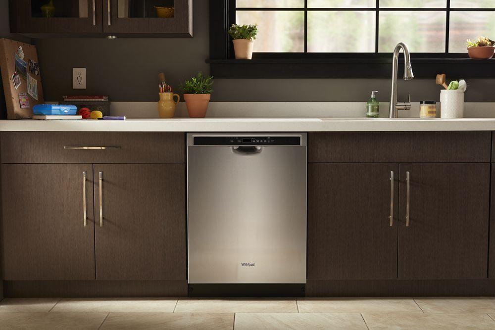 Stainless steel dishwasher with third level rack